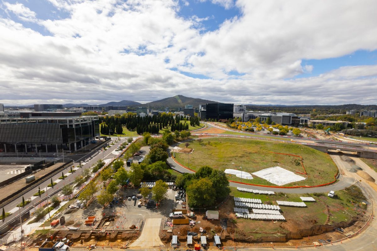 aerial view of city land