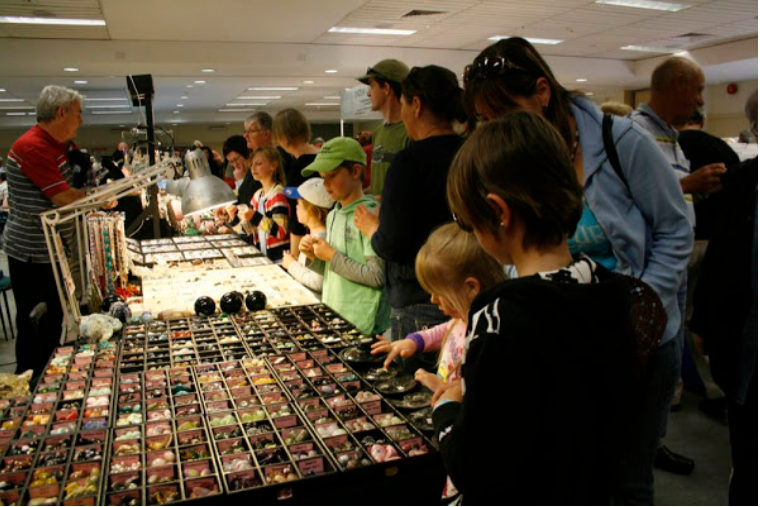 People looking at gem stones