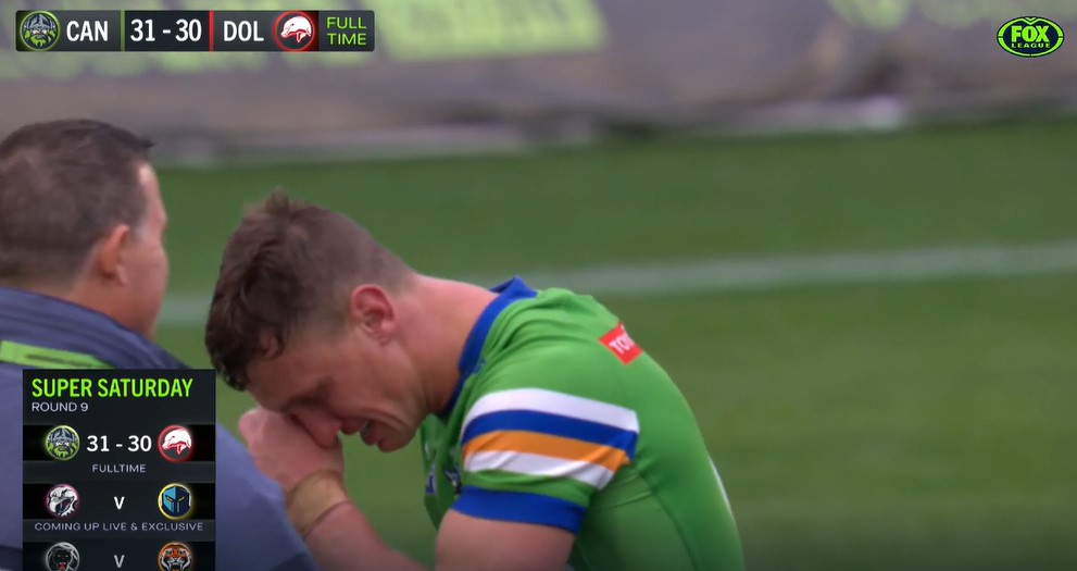 Jack Wighton crying after an NRL game