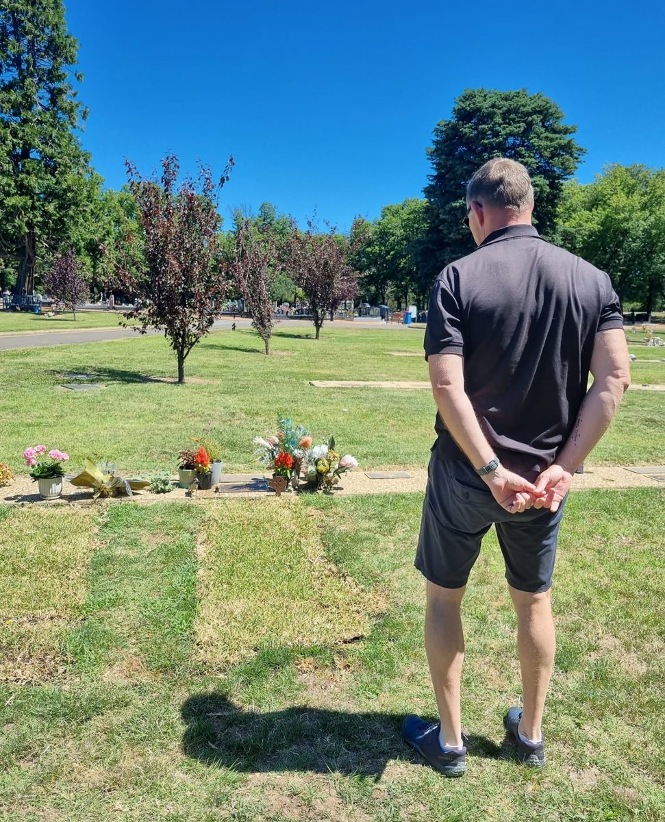 Tom at Matt's grave