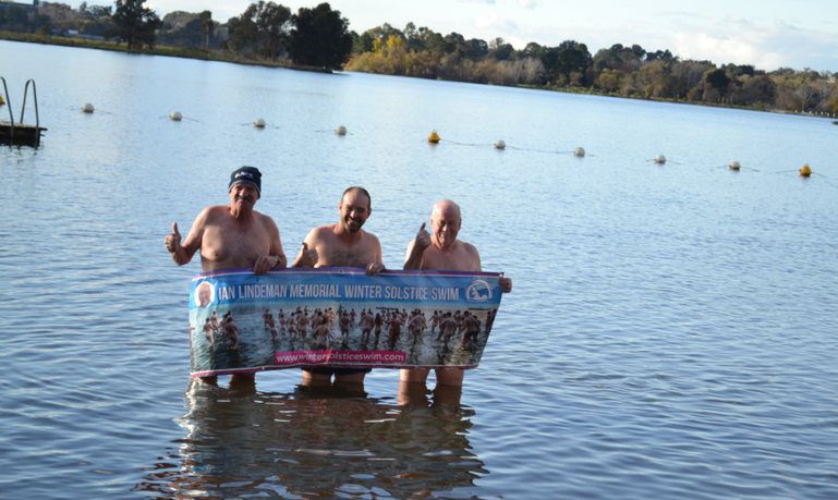 Men in lake