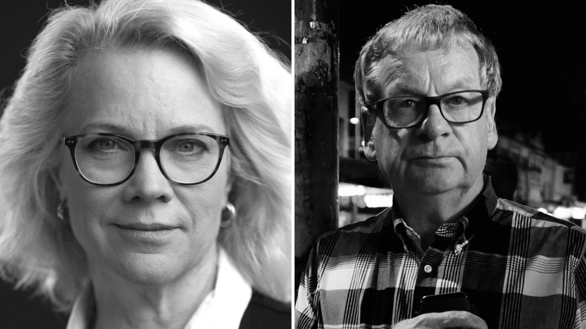 black and white headshots of Chris Masters and Laura Tingle grouped together in a collage