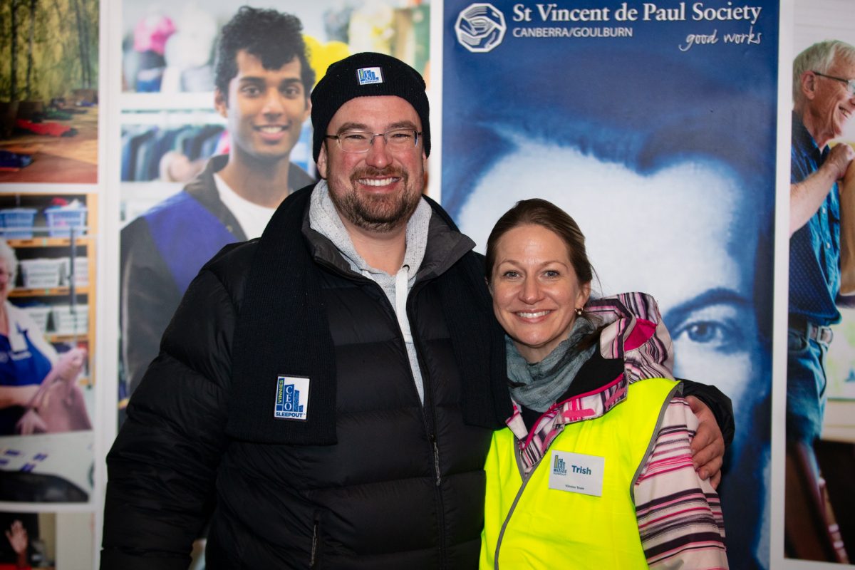 man and woman at CEO Sleepout