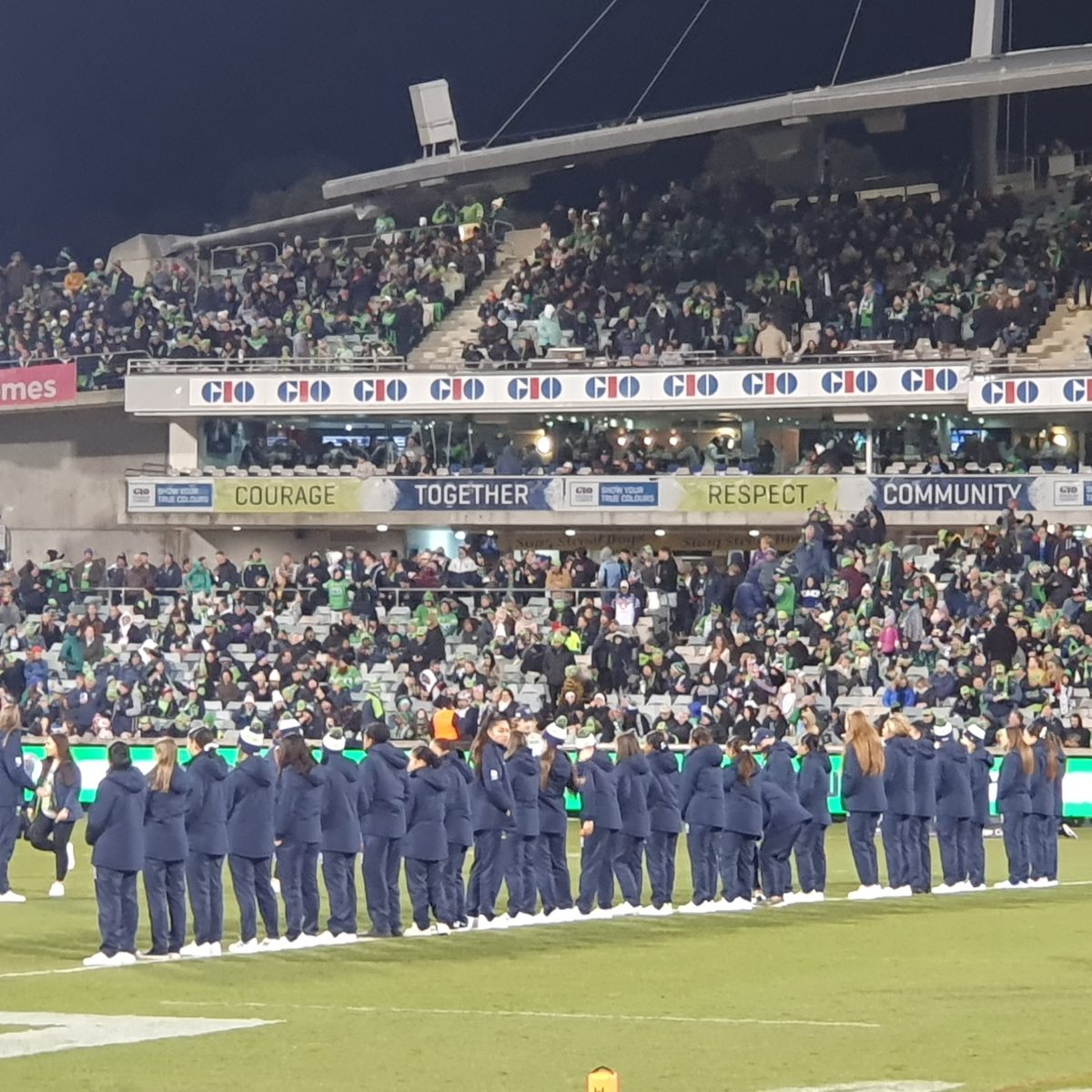 The Raiders NRLW presented to the crowd at Canberra Stadium on 19 June 2023