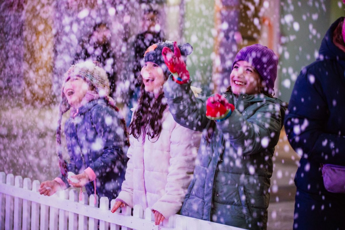 children playing with snow