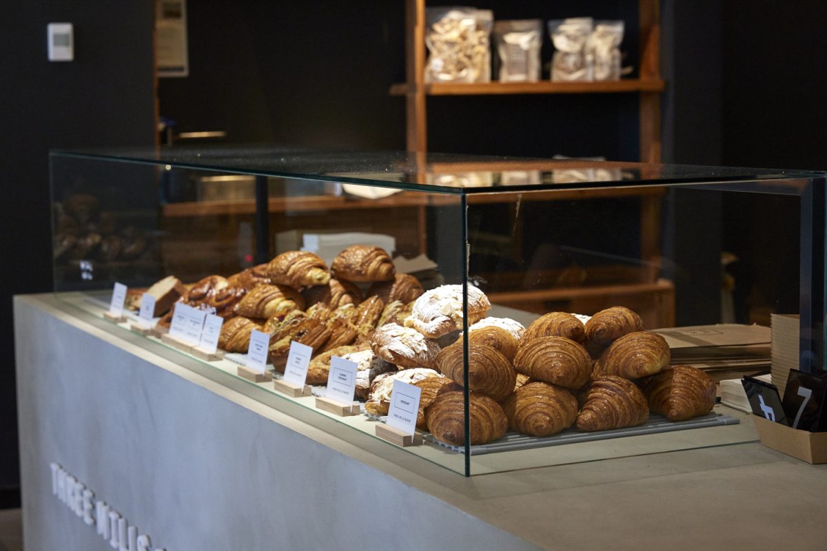 Pastries in cabinet