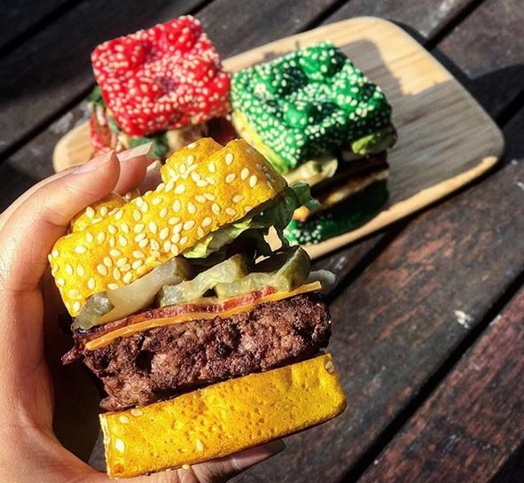 Yellow, Red and Green burgers