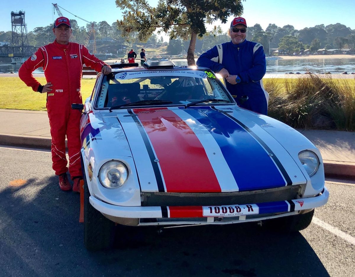 Peter and his former navigator Peter Hellwig beside the Datsun.