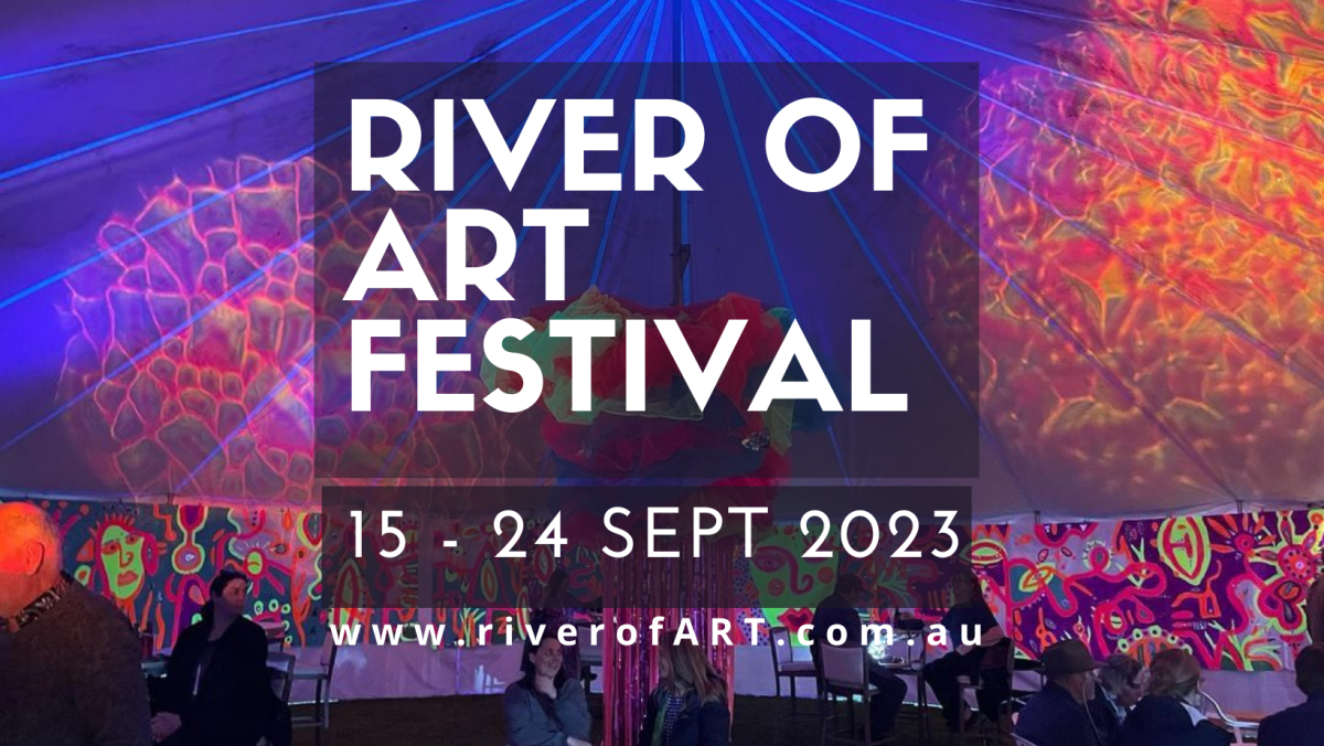 River of Art Festival event poster with event details and website