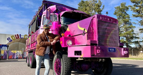 Seen (and heard) this massive pink truck around Canberra? It's a 15-tonne mobile festival stage