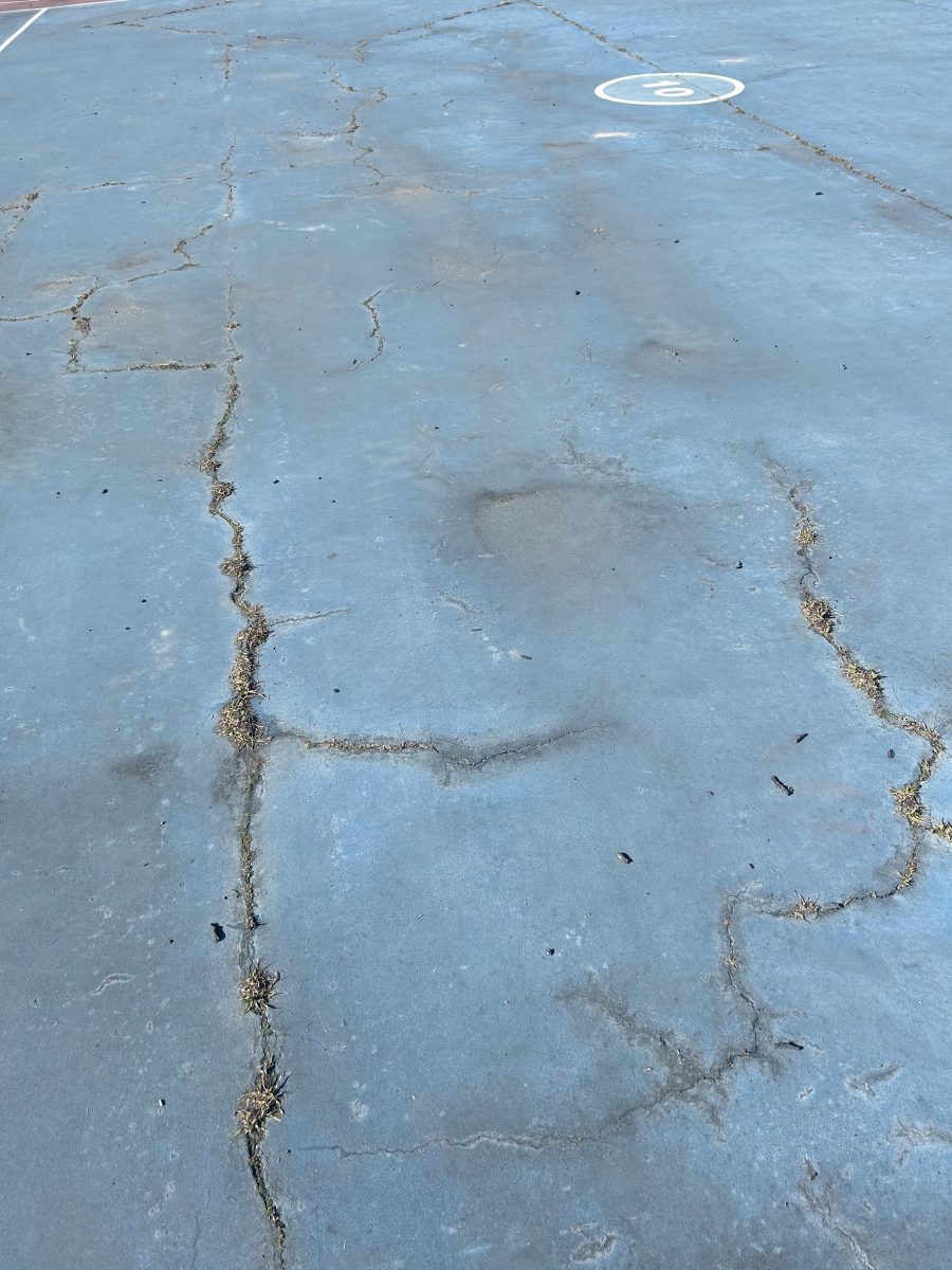 Water-damaged netball courts. 