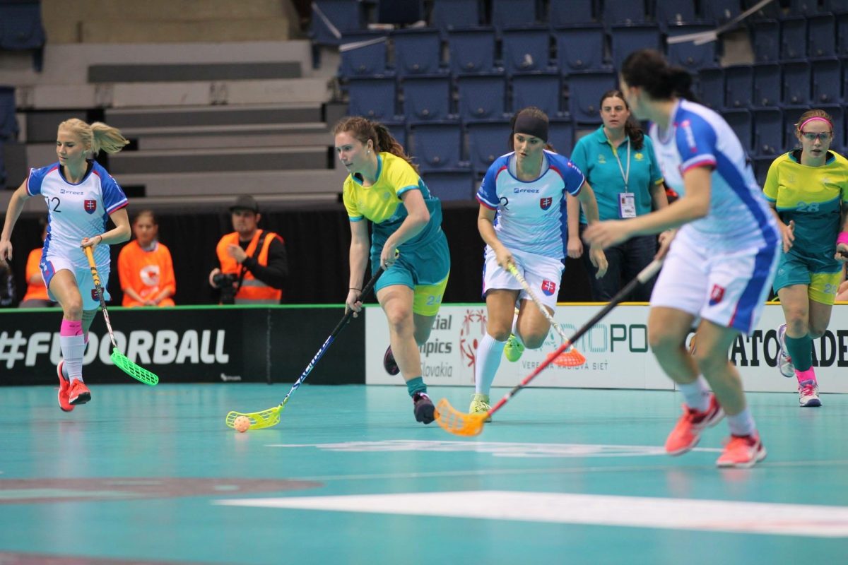 Alex Staib playing for Australia at the World Floorball Championships in 2017.