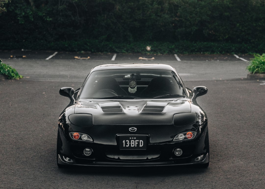 Mazda RX-7 with a Japanese-style numberplate