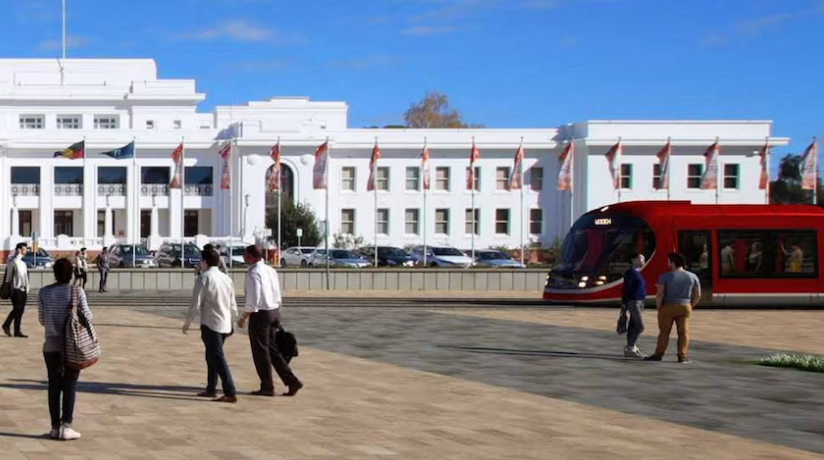 light rail outside Old Parliament House