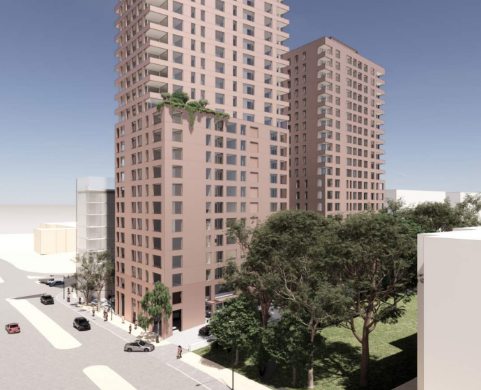 A view of the proposed development from the northwest