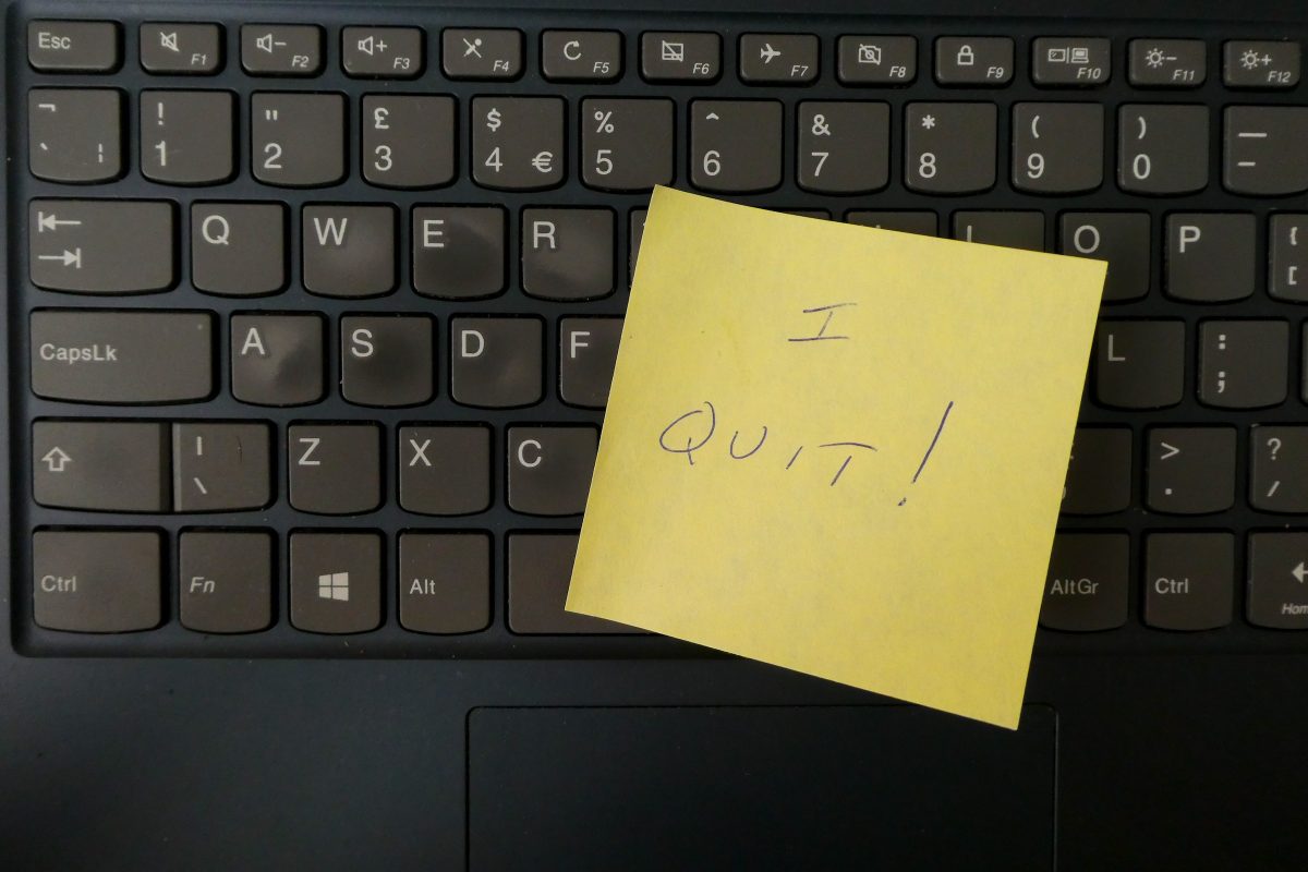 I Quit written on keyboard