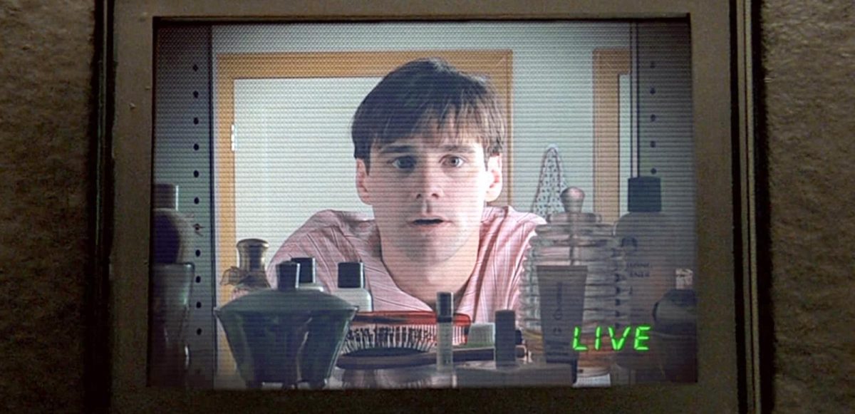 The Truman Show screengrab of main actor on live tv screen