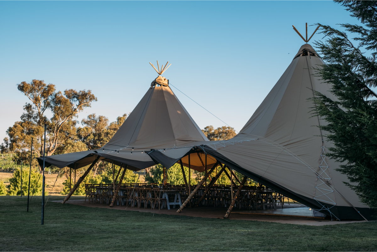 tipi set up on grass