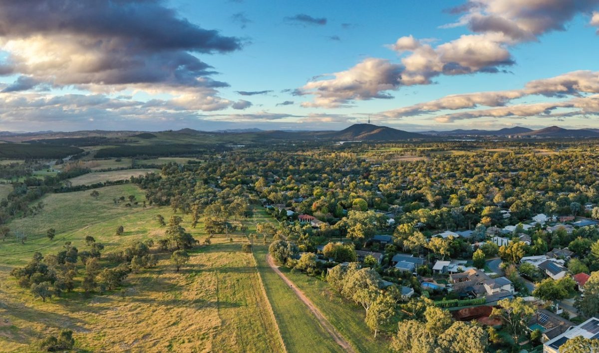 Canberra landscape with Telstra Tower in the distance