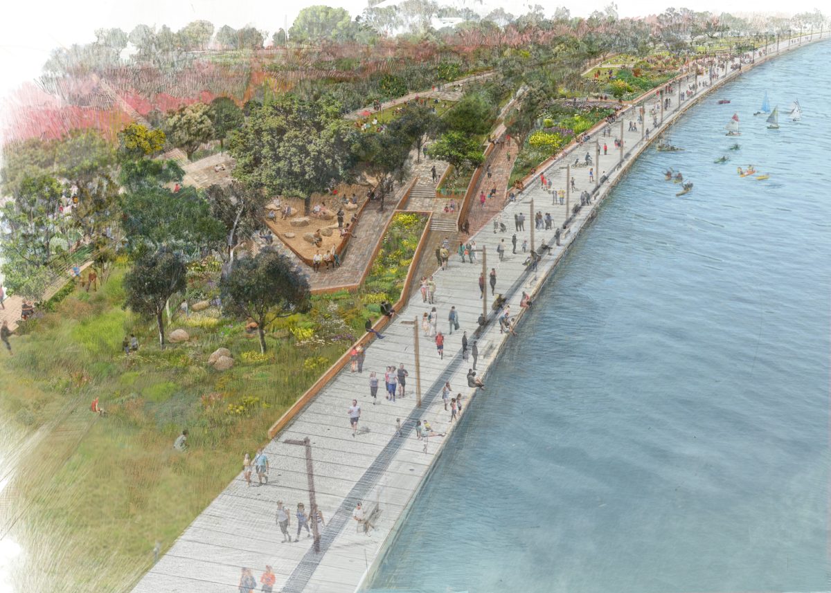 Artist's impression of waterfront park