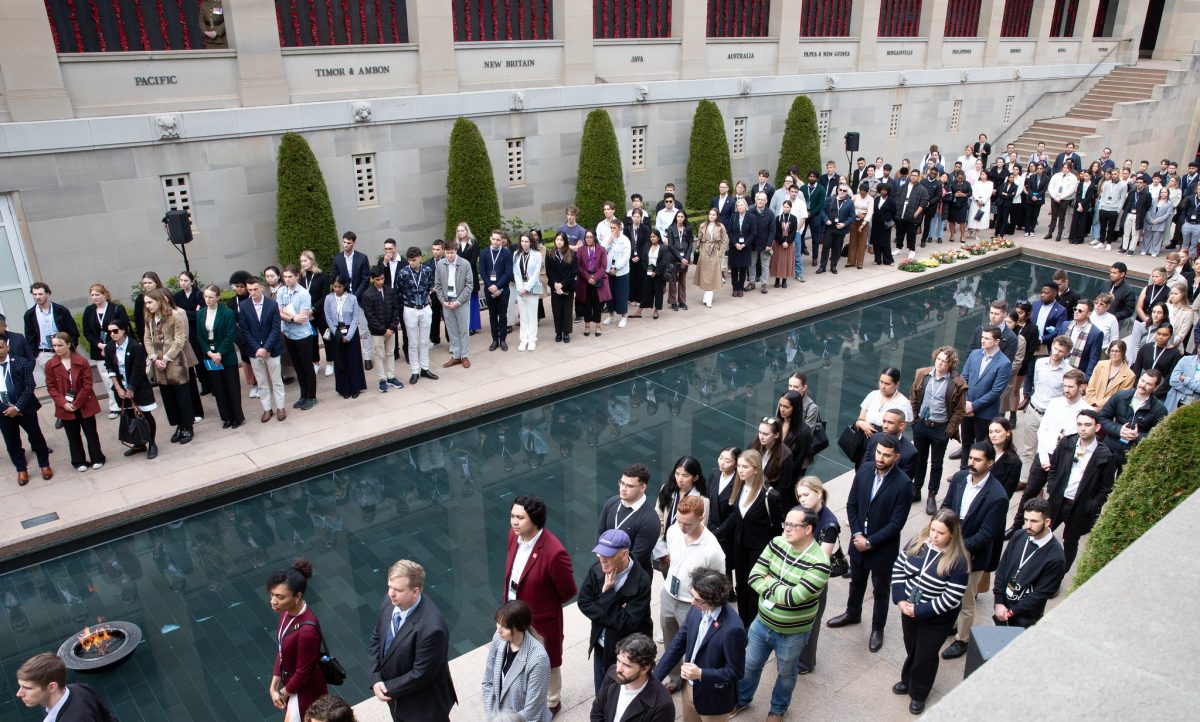 Crowds of visitors at Australian War Memorial