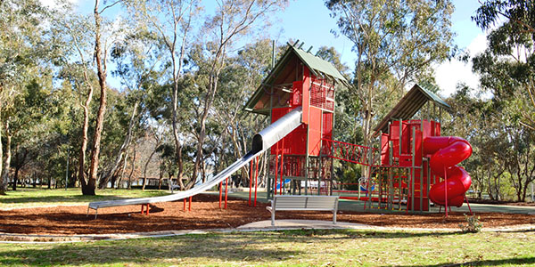 Playground equipment in a park