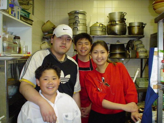 Old family photo inside a commercial kitchen