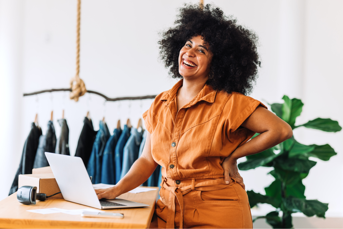 a woman working in retail