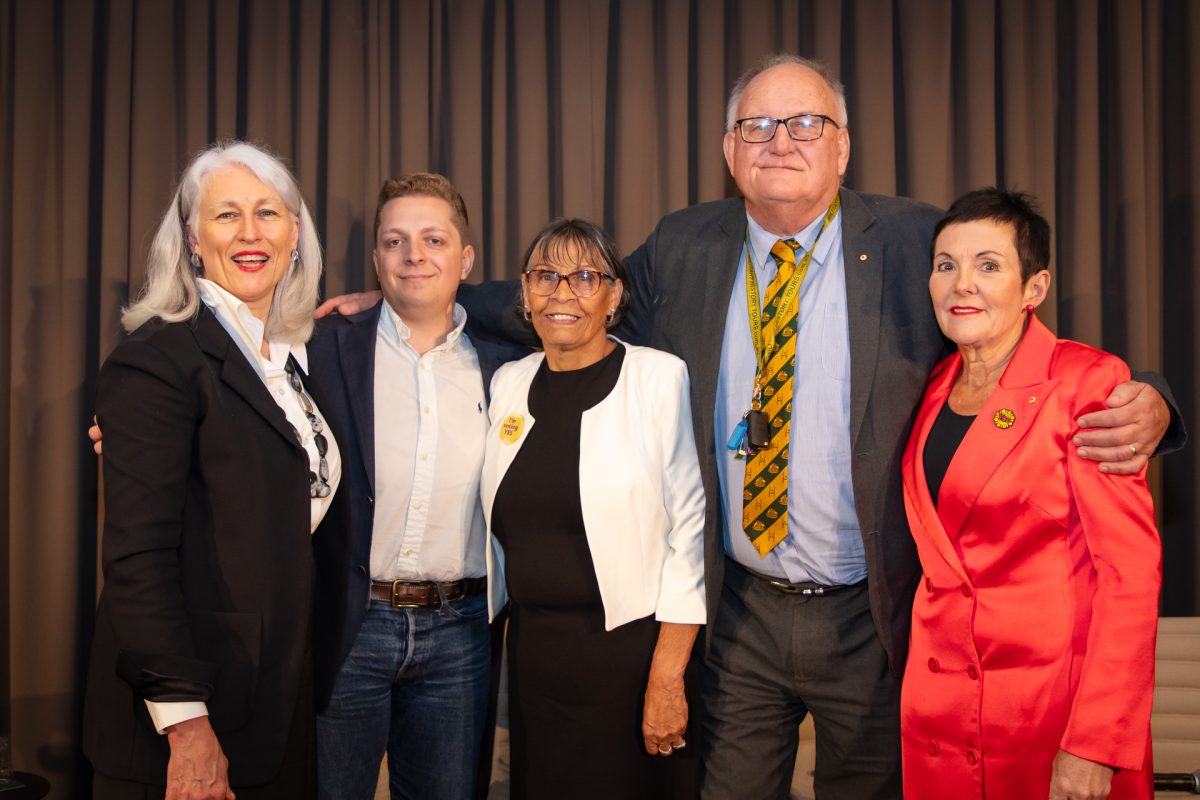 Genevieve Jacobs, Ramon Bouckaert, Bill Stefaniak, Aunty Violet Sheridan and Kate Carnell