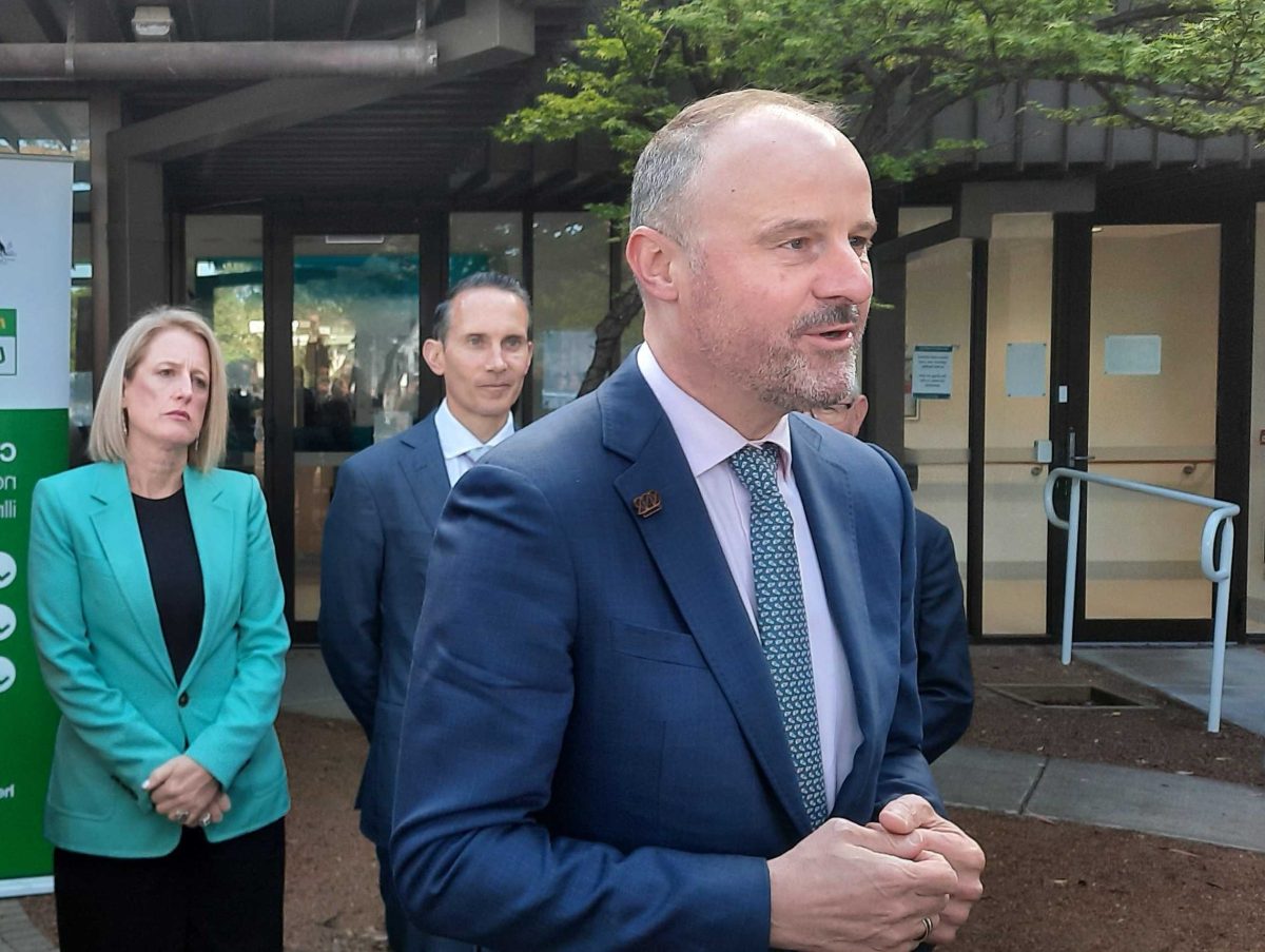 Andrew Barr (front) with Katy Gallagher in the background