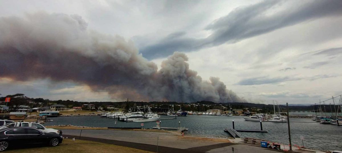 bushfire as seen from Bermagui harbour