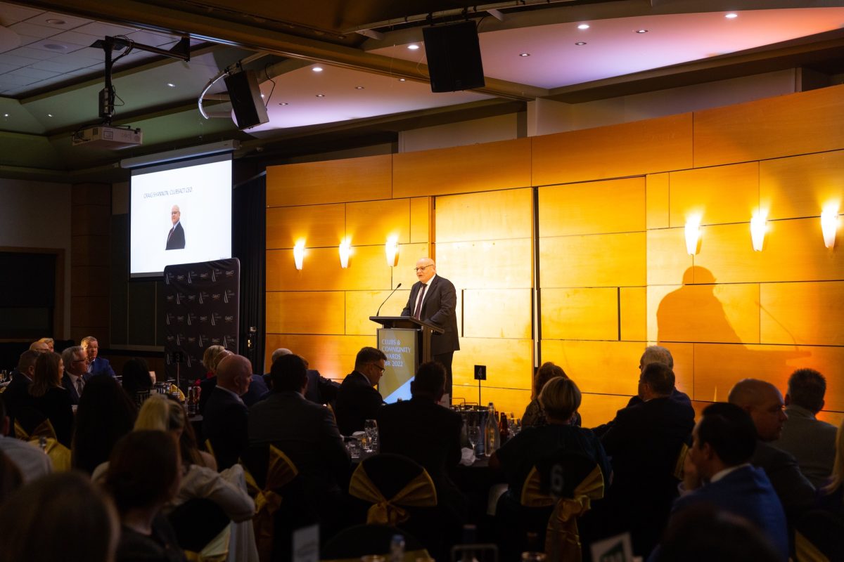 ClubsACT CEO Craig Shannon gives an address at the 2022 ClubsACT Clubs & Community Awards