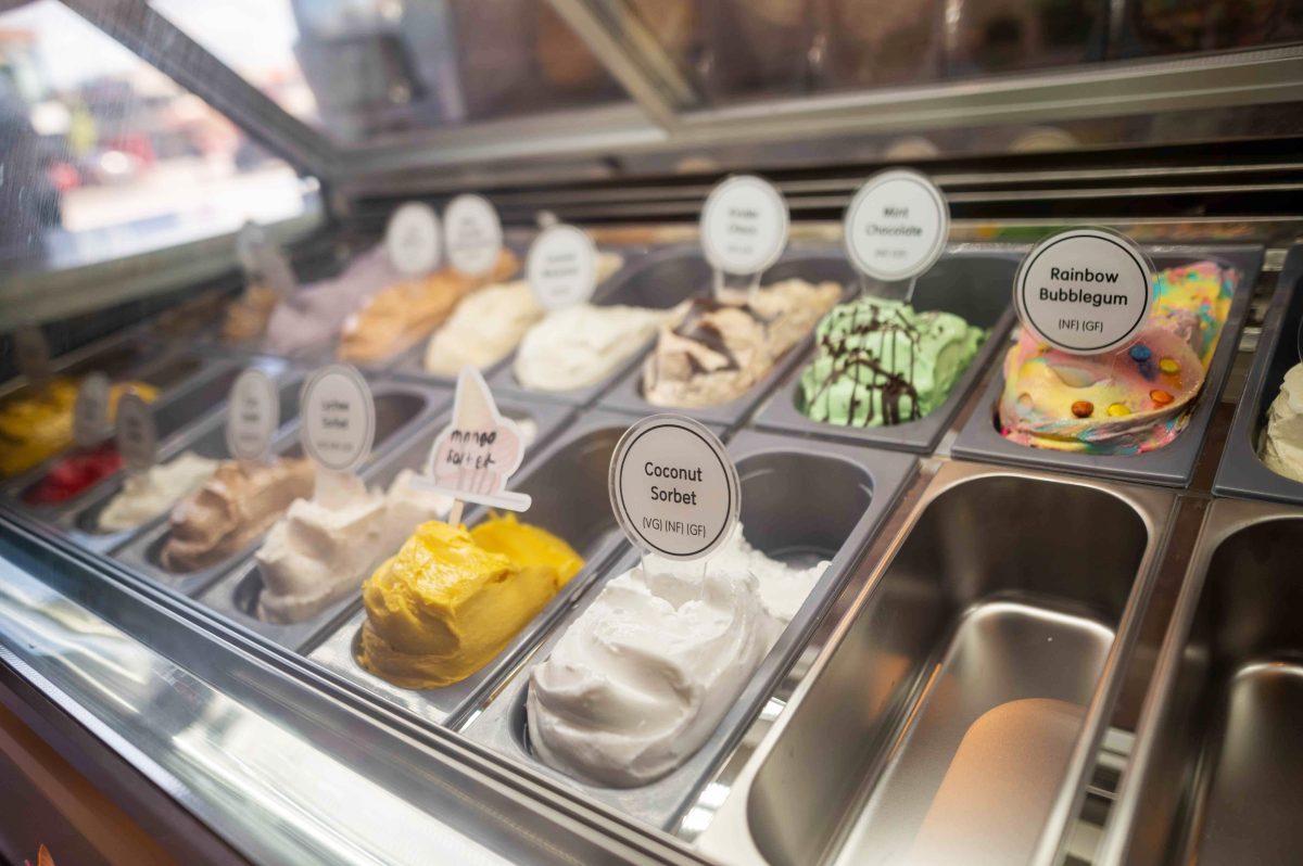 gelato in display cabinet