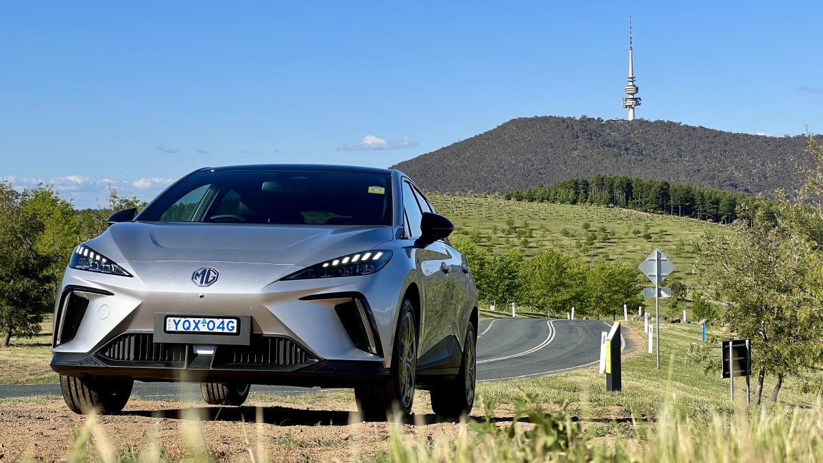 MG4 with hills and telstra tower in the background