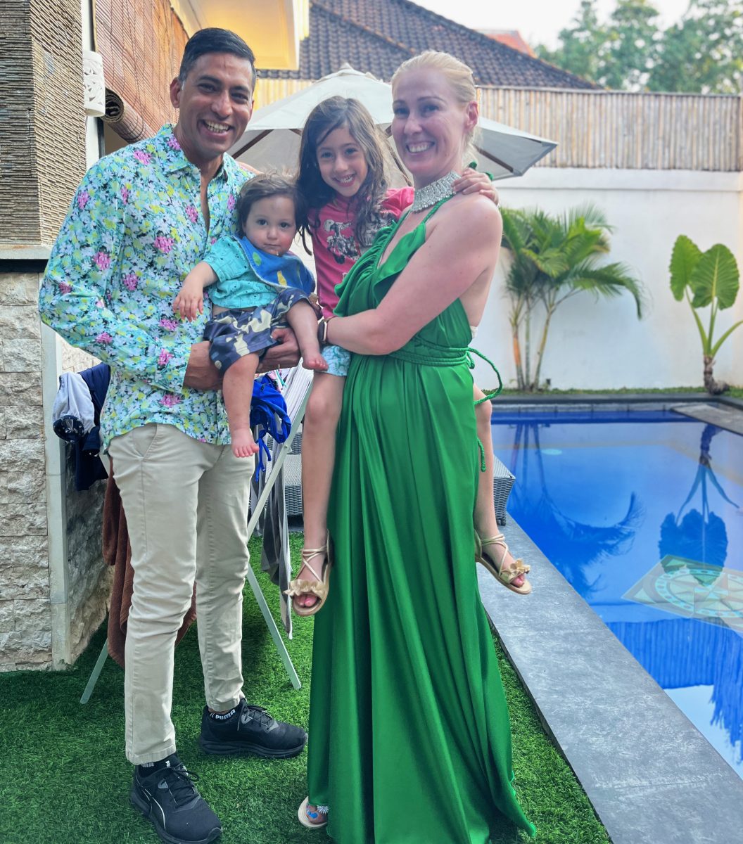 Rahul and Angela with their children, Bodhi and Malia