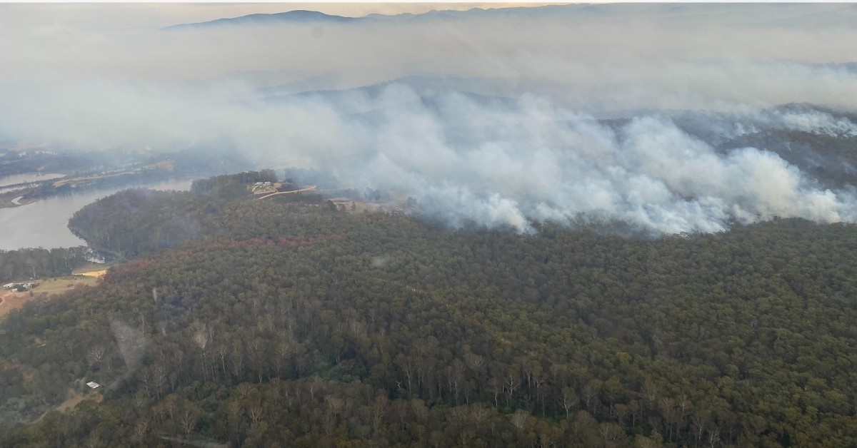 An aerial view of the Coolagolite fire as of Thursday, October 4. Photo: NSW RFS.