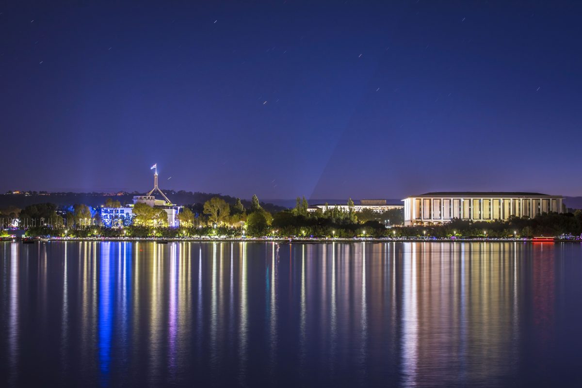 lake burley griffin at night 
