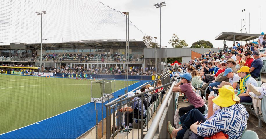 Part of the crowd at the Lyneham Hockey Centre in October 2023 to watch the Canberra Chill. Photo: Canberra Chill Facebook.