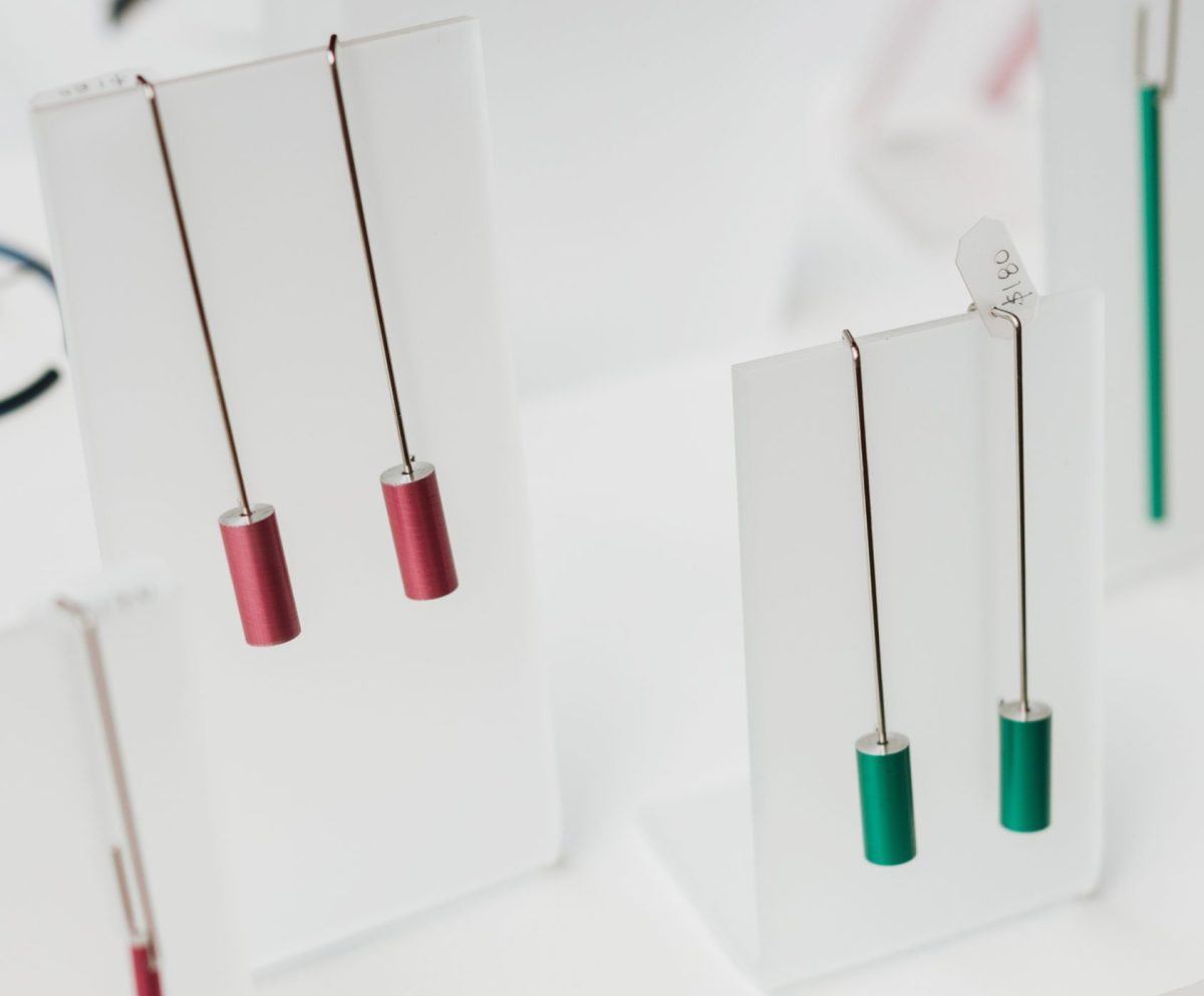 Earrings on display 