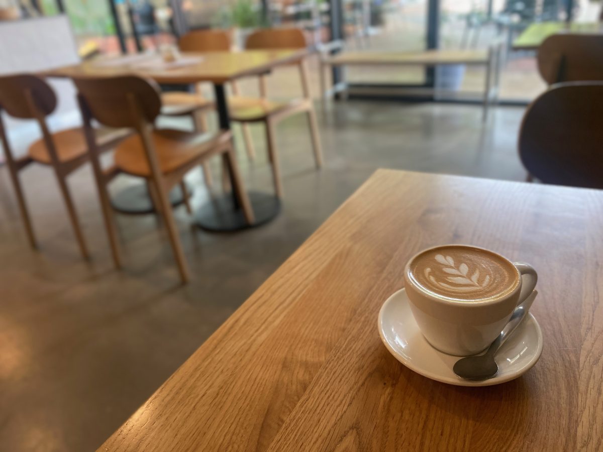 Coffee on a cafe table.