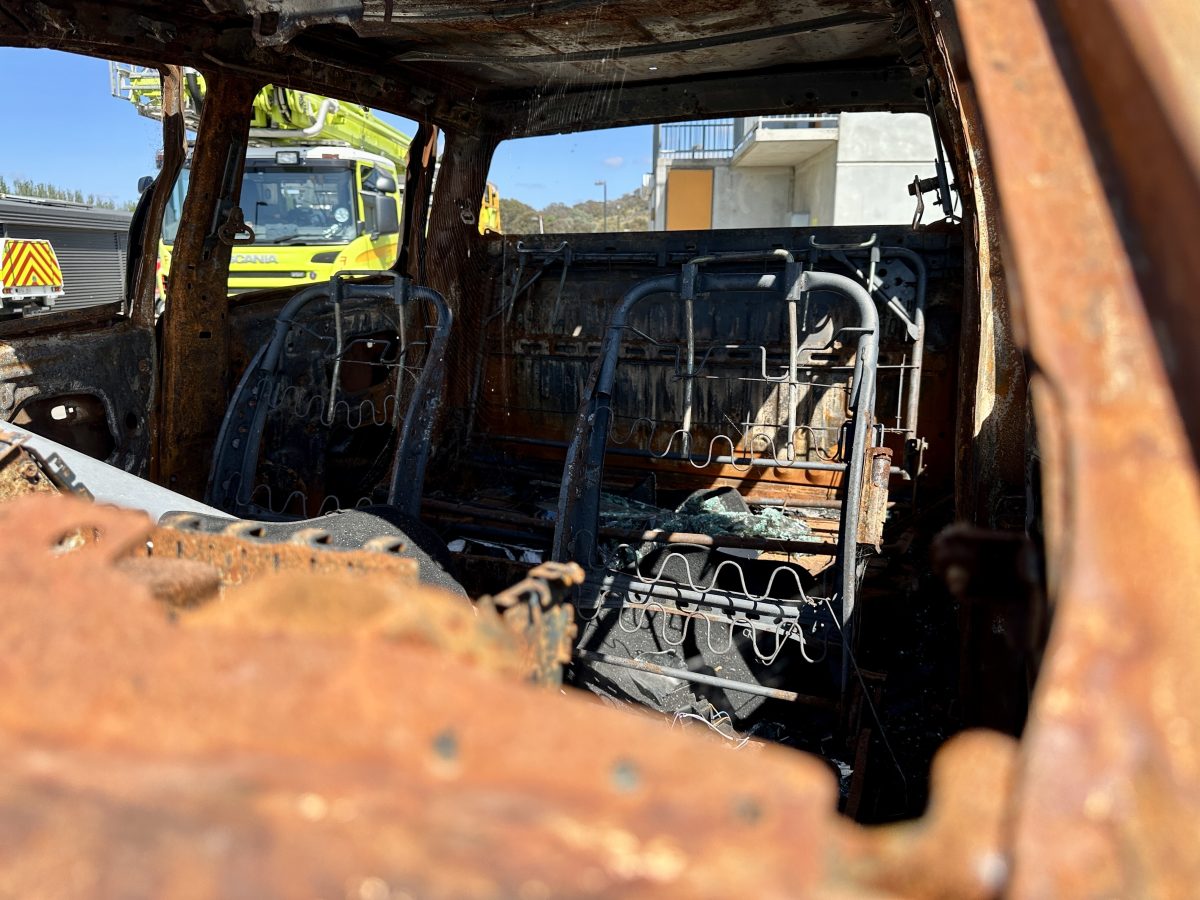 interior of a burnt out car