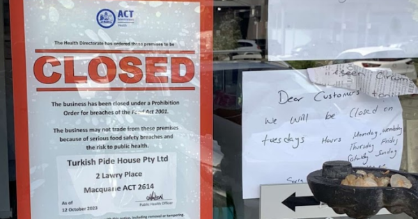 Belconnen kebab shop shut down after 22 reported sick, one hospitalised