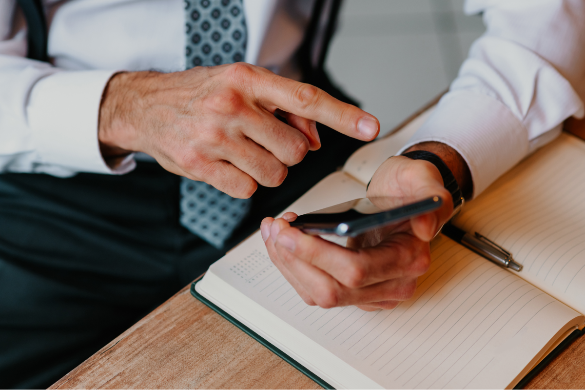 close up of man using a mobile phone