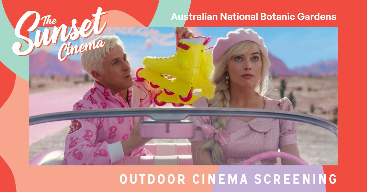 A flyer for the event with a still from the 'Barbie' movie