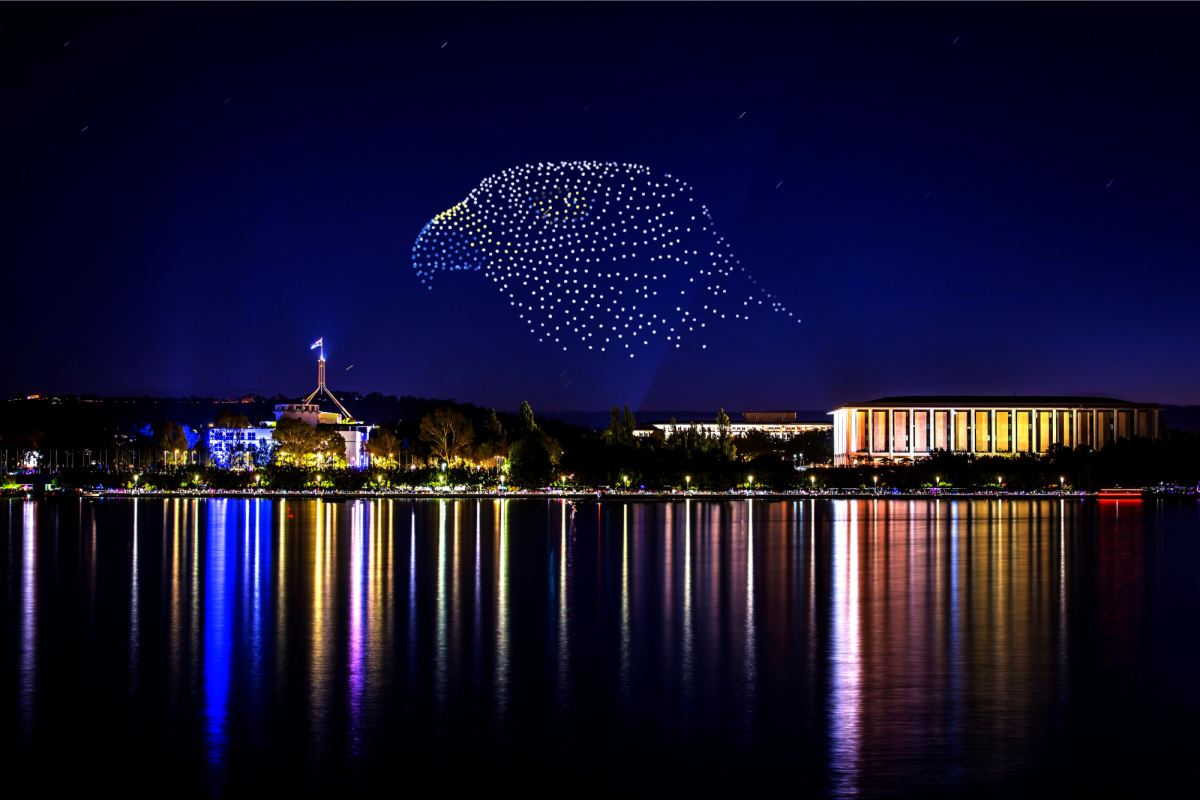 Drone show over the lake