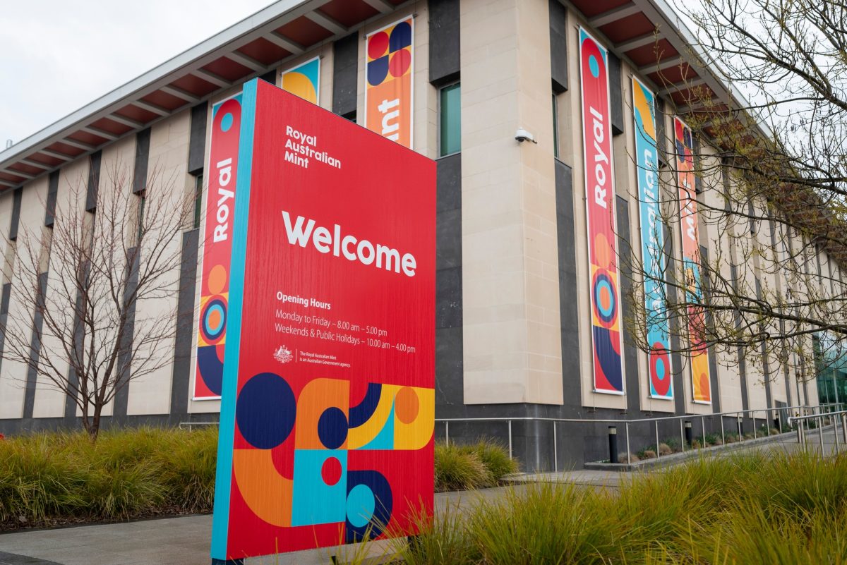 Welcome sign to Royal Australian Mint