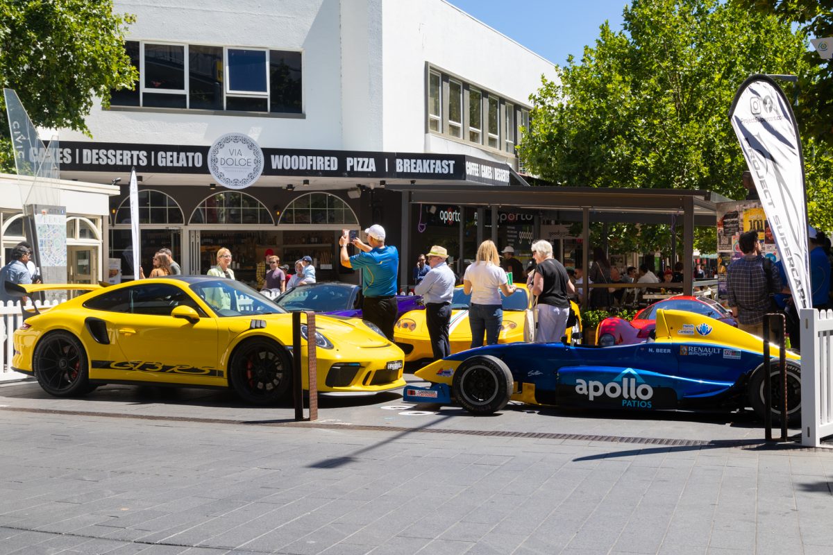 Sports cars on display