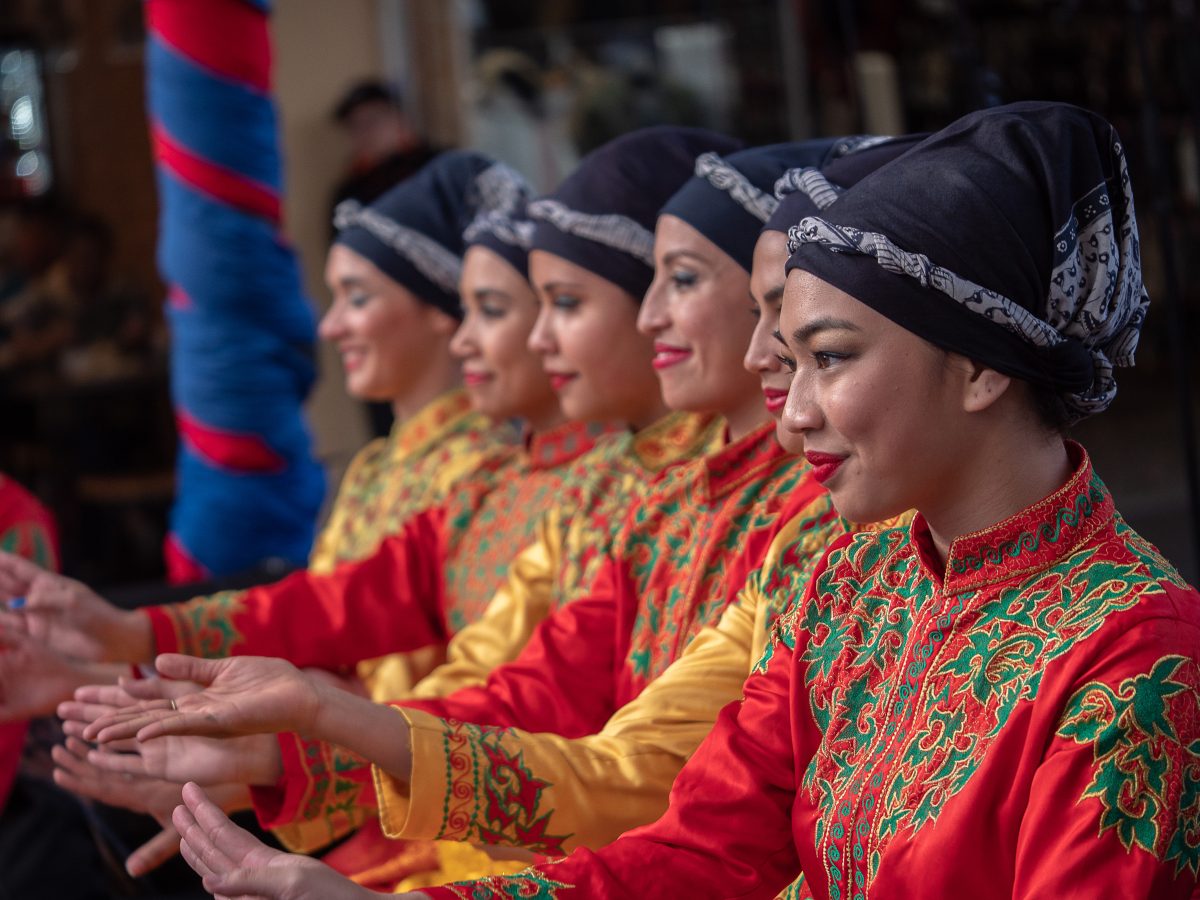 Close up of dancers from Suara Indonesia dance