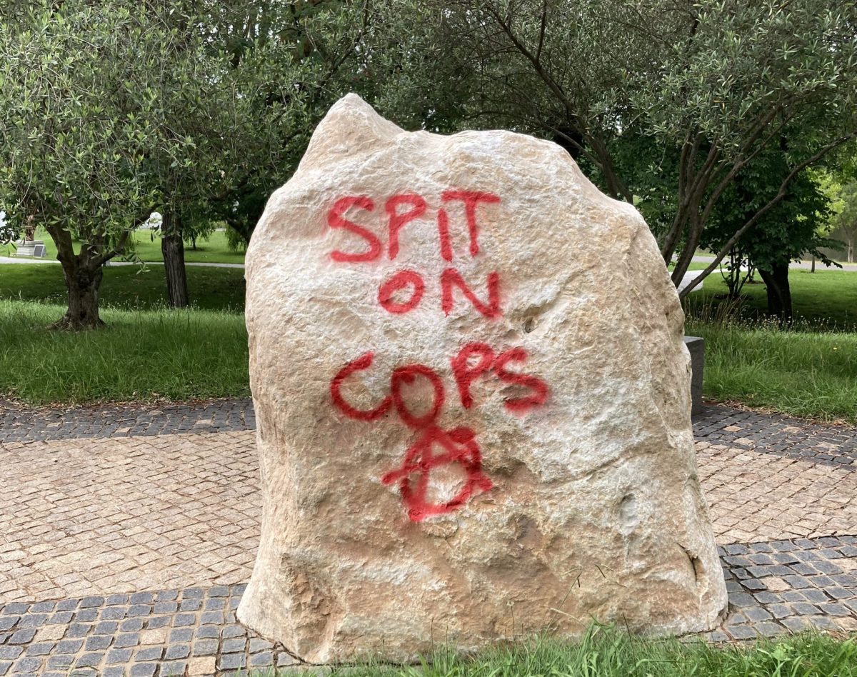 Rock with graffiti