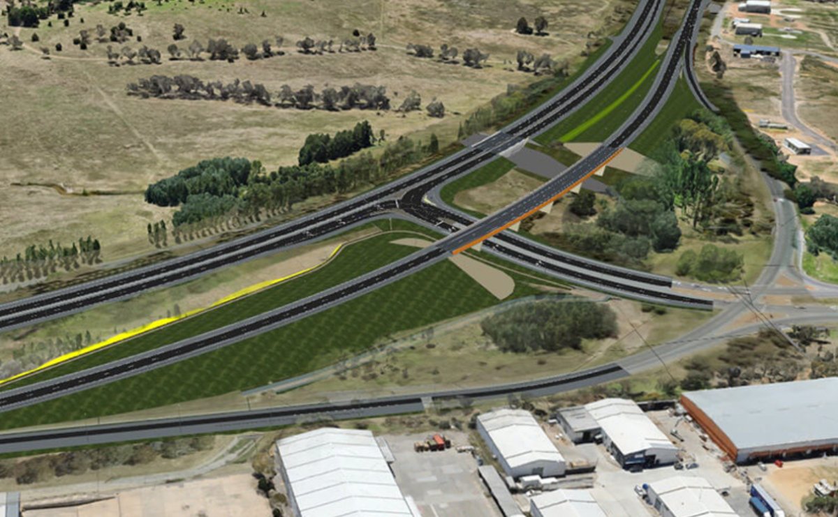 An artist's impression of a highway interchange flyover